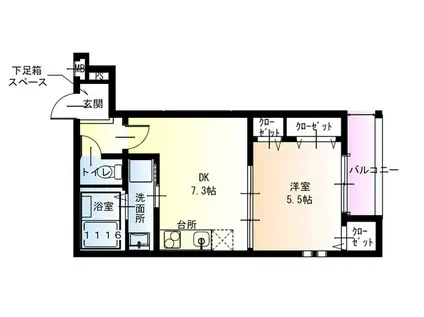 フジパレスあびこ駅北II番館(1DK/1階)の間取り写真