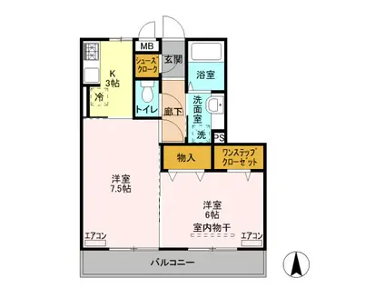 サンライトレジデンス駒形(2K/3階)の間取り写真