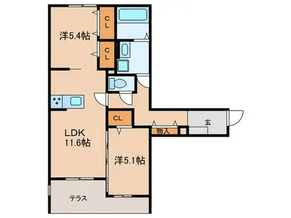 エムライズ兵庫駅前通(2LDK/3階)の間取り写真