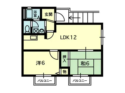 ディアス・ガーデン(2LDK/2階)の間取り写真