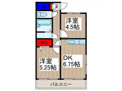 ヴェラカーサ(2DK/2階)の間取り写真