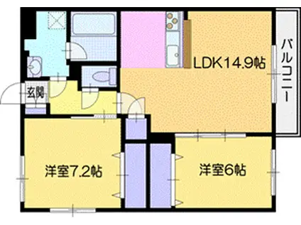 サンケイム(2LDK/2階)の間取り写真