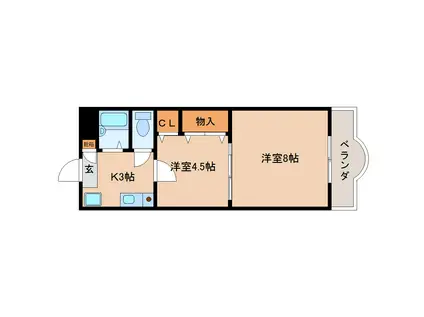 ラフィネ壱番館(2K/1階)の間取り写真