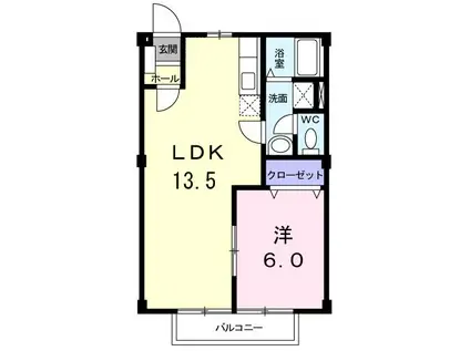 ニューシティミズホリ(1LDK/2階)の間取り写真