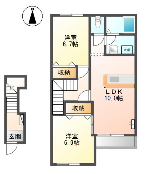 クレッセント(2LDK/2階)の間取り写真