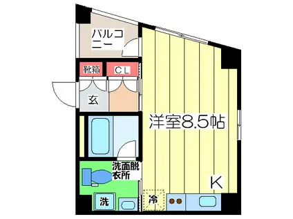ベルエール細工谷(ワンルーム/6階)の間取り写真