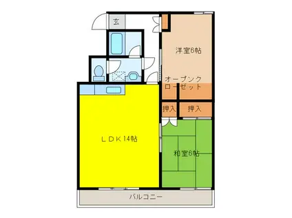 丸田ハイツ(2LDK/1階)の間取り写真