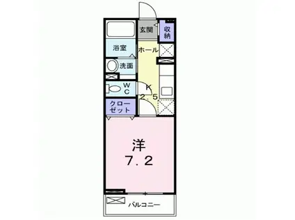 リベラシオンIII B(1K/2階)の間取り写真