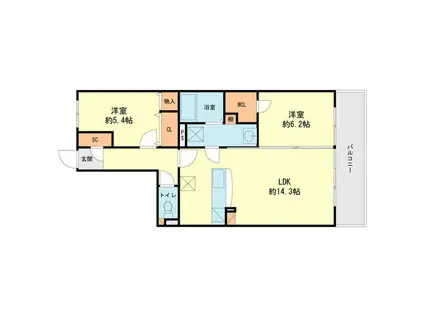 オルビス(2LDK/1階)の間取り写真