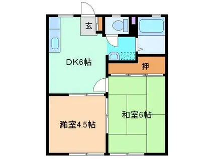 パナハイツ いなぎ(2DK/1階)の間取り写真