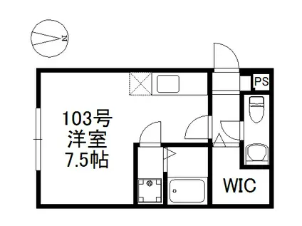 ラ・リーサ百道 504(ワンルーム/1階)の間取り写真