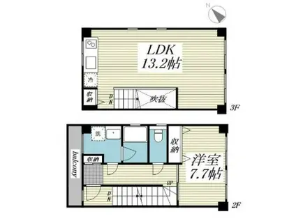 サリースマイル参番館(1LDK/2階)の間取り写真