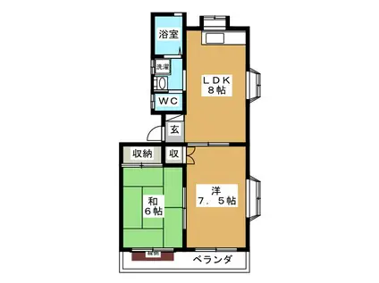 シャトルナカケイ(2DK/1階)の間取り写真