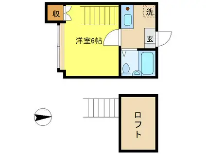 メルヴェイユ(1K/2階)の間取り写真