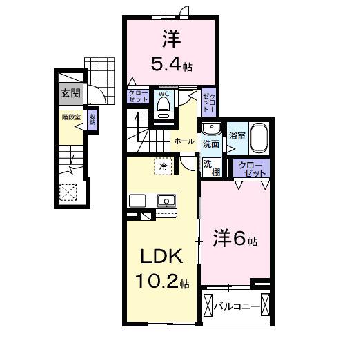 サンリット ヒル(2LDK/2階)の間取り写真