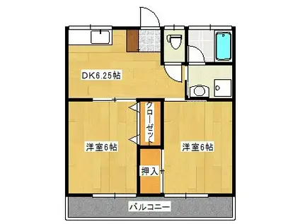 サンコーポ金子II番館(2DK/2階)の間取り写真