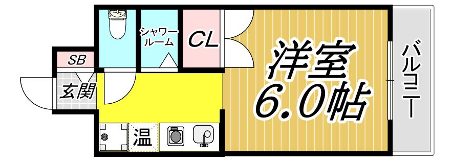 サリュー塚口(1K/2階)の間取り写真