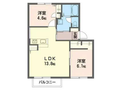 ハイムみしゅらん(2LDK/2階)の間取り写真