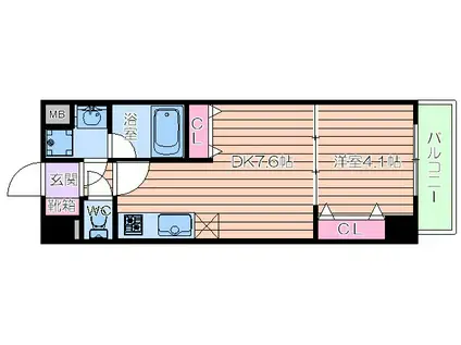 ONE ROOF FLAT TENJINBASHI(1DK/2階)の間取り写真