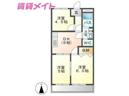 フォレストえつ葉(3DK/2階)の間取り写真