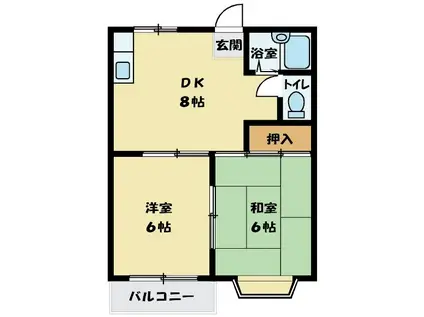 ブーケB(2DK/2階)の間取り写真