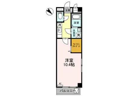 ヴァンベール広国際通(1K/3階)の間取り写真