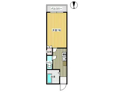 セレサフロール藤ヶ丘(1K/1階)の間取り写真