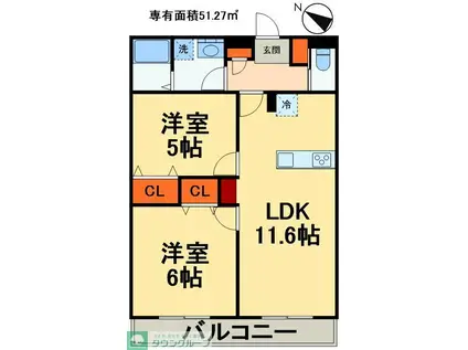 REGARO北習志野ウエスト(2LDK/1階)の間取り写真