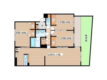 アヴィサーシャ フローラ(3LDK/1階)の間取り写真