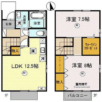 メゾネットメゾン(2LDK/2階)の間取り写真