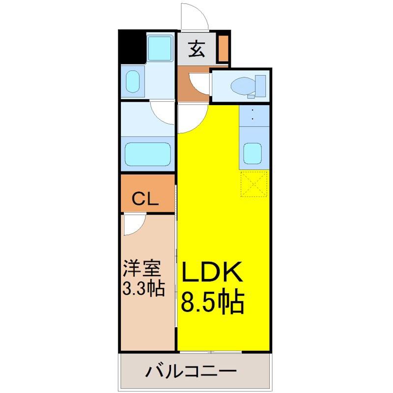 S-RESIDENCE烏森AUREATE(1LDK/7階)の間取り写真