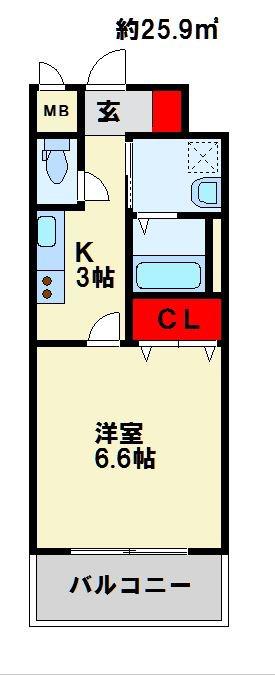 MDIミルファルコ下曽根駅前(1K/2階)の間取り写真