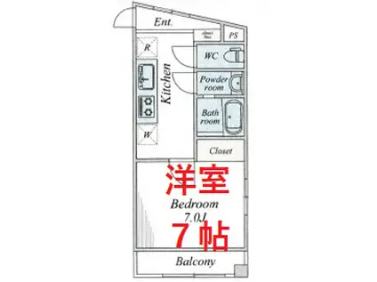 サンライズハイム(1K/3階)の間取り写真