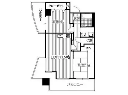 グランカーザ・エテシア(2LDK/7階)の間取り写真