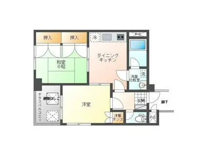 信開ドムス敦賀(2DK/5階)の間取り写真