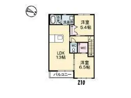 サンディアス(2LDK/2階)の間取り写真