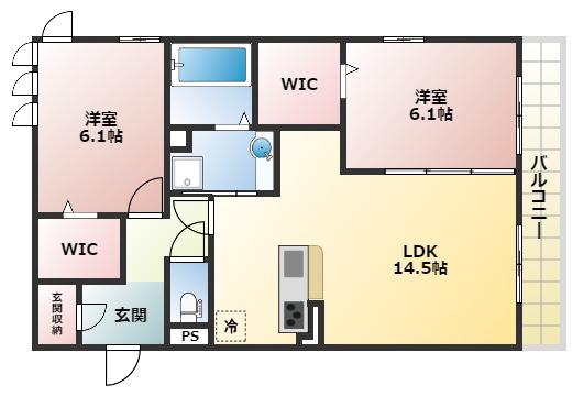 シャルムソレイユIII番館(2LDK/1階)の間取り写真