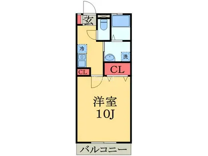 キャッスルマキユーカリが丘(1K/1階)の間取り写真