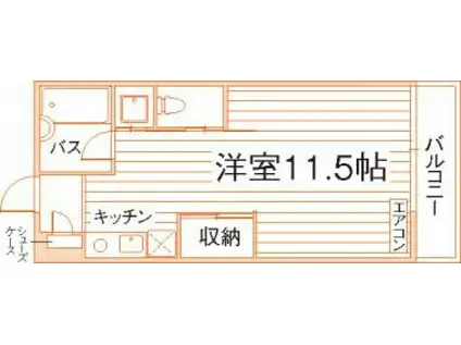 パーティアム津高(ワンルーム/2階)の間取り写真