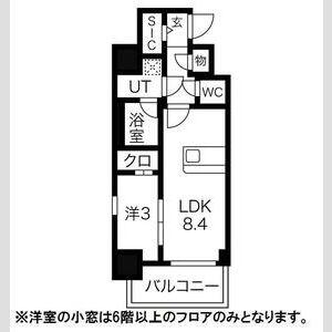 エスリードレジデンス大阪天王寺(1LDK/11階)の間取り写真
