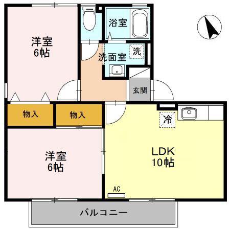 ハイカムール沢村(3DK/2階)の間取り写真