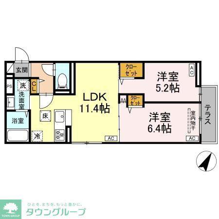 セレスティア白鷺II(2LDK/1階)の間取り写真