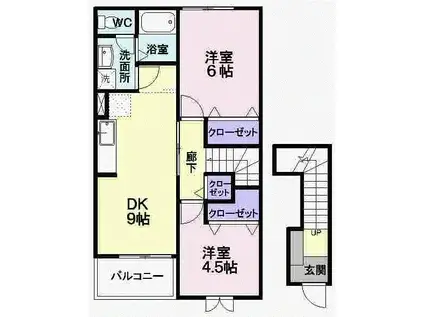 アスペンベールD(2DK/2階)の間取り写真