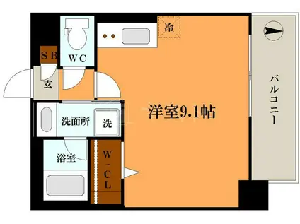 エグゼ難波南II(ワンルーム/9階)の間取り写真