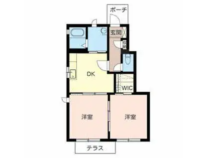 ヴィーブルゆらI・II(2DK/1階)の間取り写真