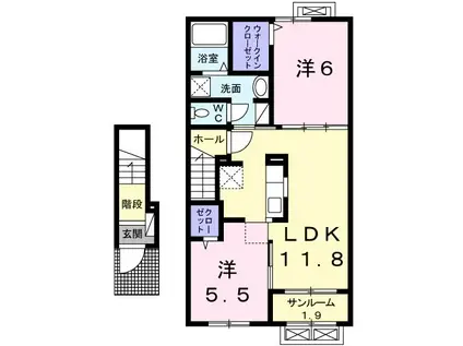 レオパレスSHIMO 55(1K/2階)の間取り写真
