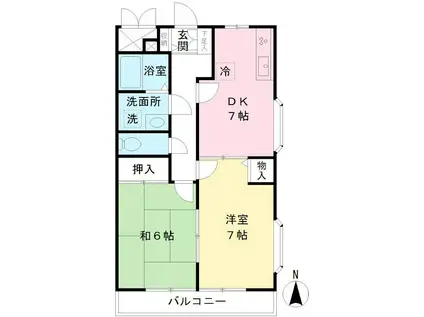 京王ラフィネ東府中(2DK/2階)の間取り写真