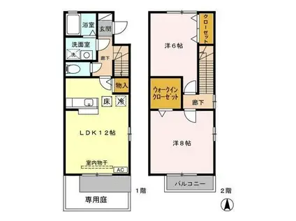 メゾンドゲン(2LDK/1階)の間取り写真