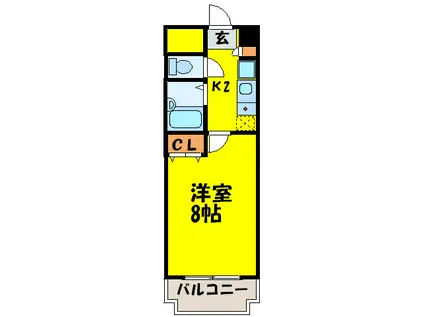 ピアニシオン大橋(1K/6階)の間取り写真