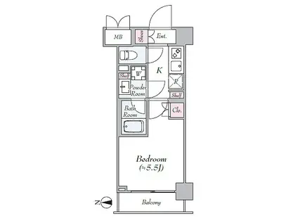 ハーモニーレジデンス武蔵小杉002(1K/6階)の間取り写真